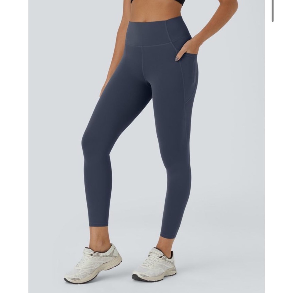 NWT Halara High‎ Waisted 7/8 Leggings with Pockets Navy Blue XL 92BGF
